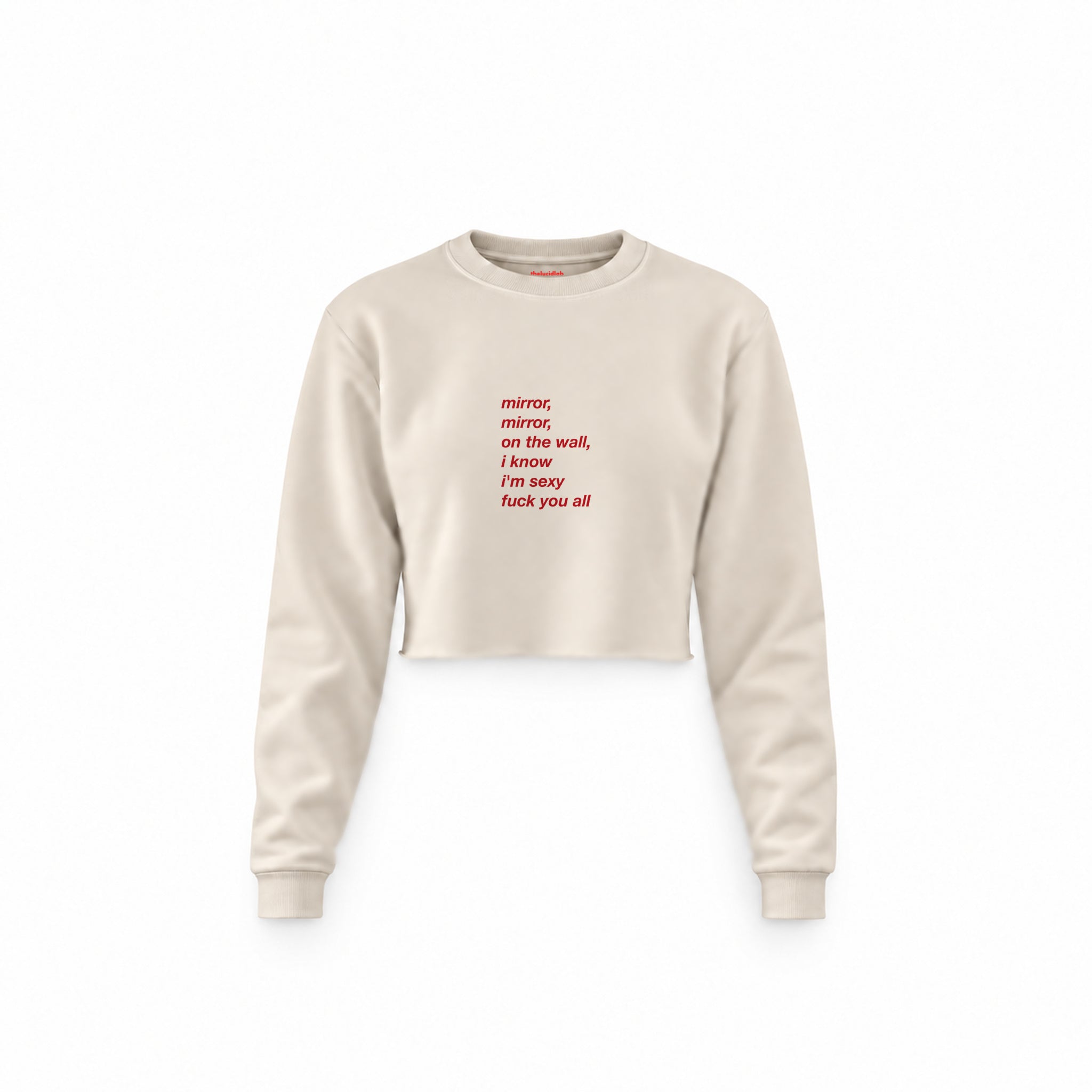 Mirror, Mirror Crop Sweatshirt — Krem — Ön baskı
