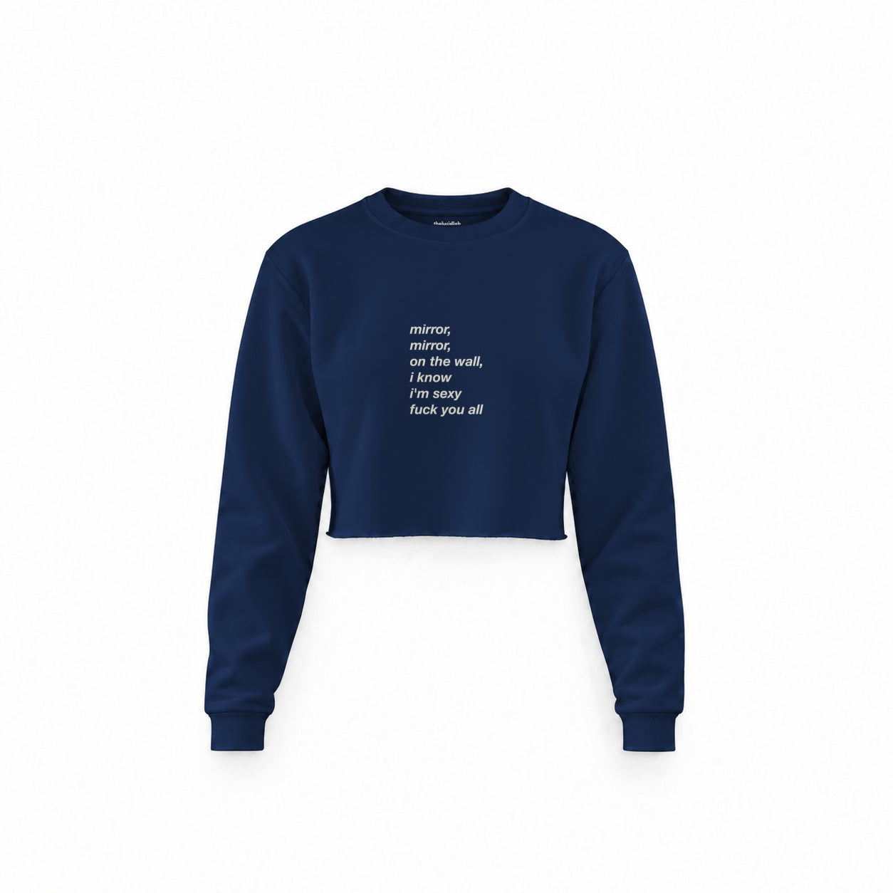 Mirror, Mirror Crop Sweatshirt — Lacivert — Ön baskı