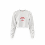 Sunday Hangover Club Crop Sweatshirt — Beyaz — Ön baskı