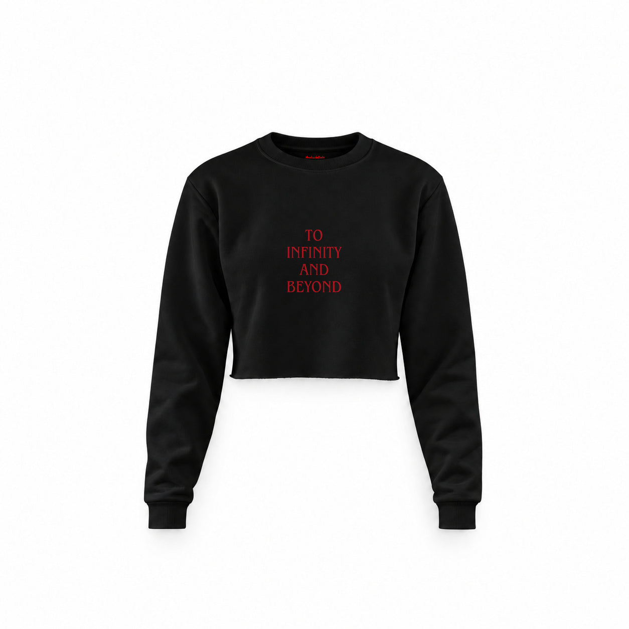 To Infinity and Beyond Crop Sweatshirt — Siyah — Ön baskı
