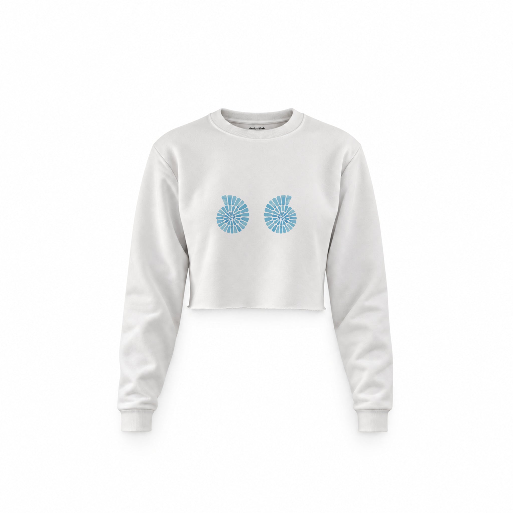 Shell Yeah Crop Sweatshirt — Beyaz — Ön baskı
