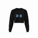 Shell Yeah Crop Sweatshirt — Siyah — Ön baskı