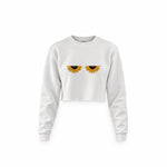 Sunny Side Up Crop Sweatshirt — Beyaz — Ön baskı