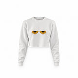 Sunny Side Up Crop Sweatshirt — Beyaz — Ön baskı