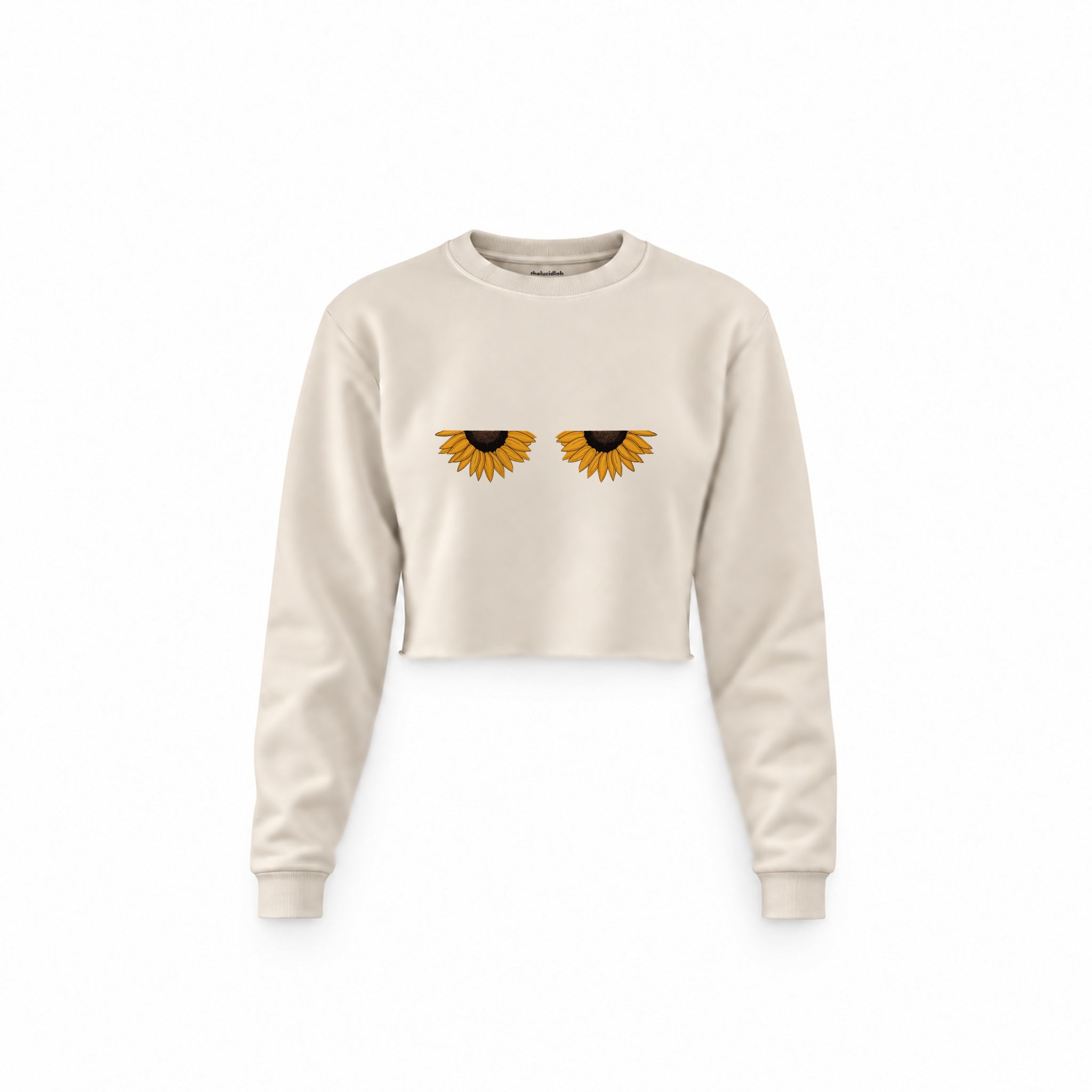 Sunny Side Up Crop Sweatshirt — Krem — Ön baskı