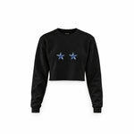 Two Stars Up Crop Sweatshirt — Siyah — Ön baskı