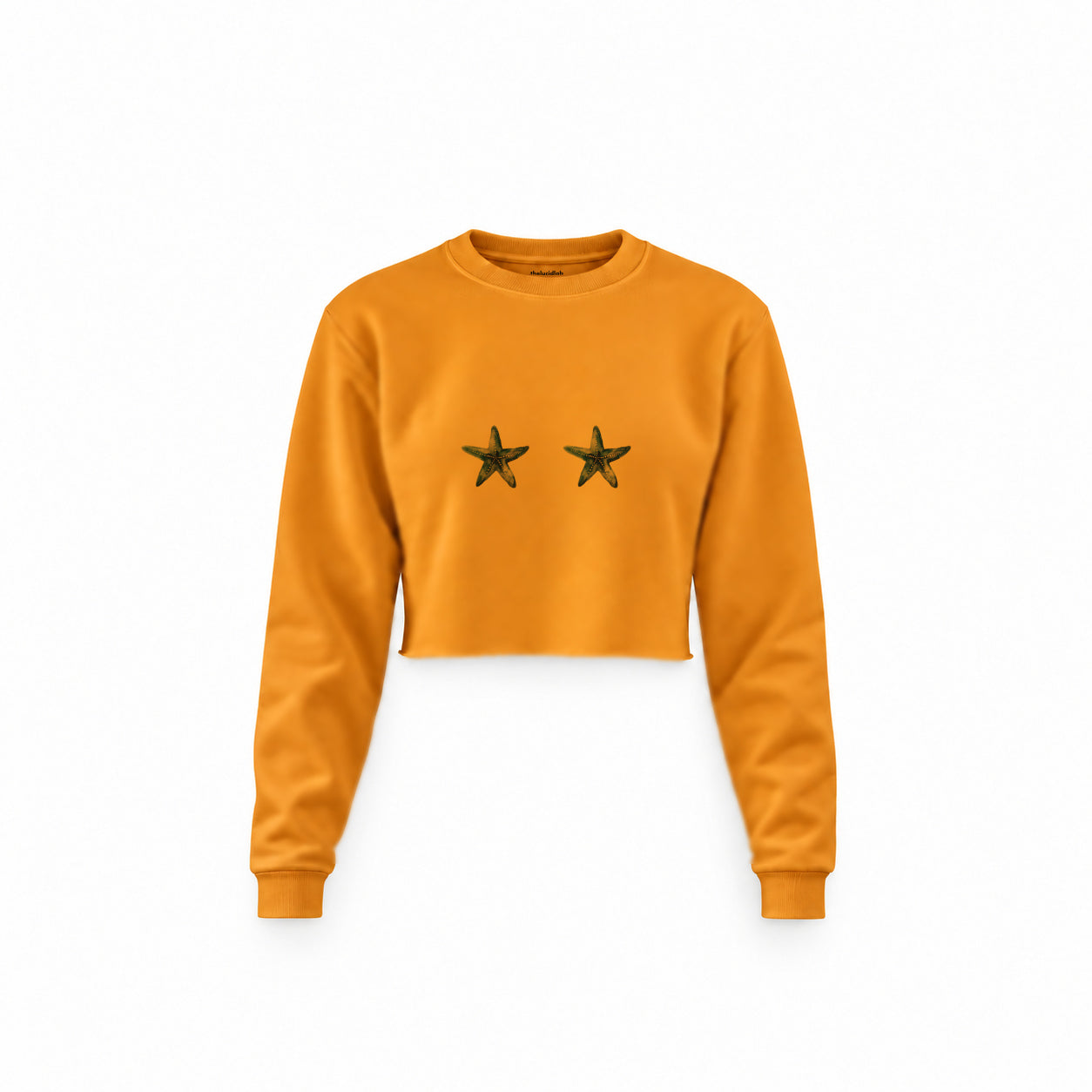 Two Stars Up Crop Sweatshirt — Turuncu — Ön baskı