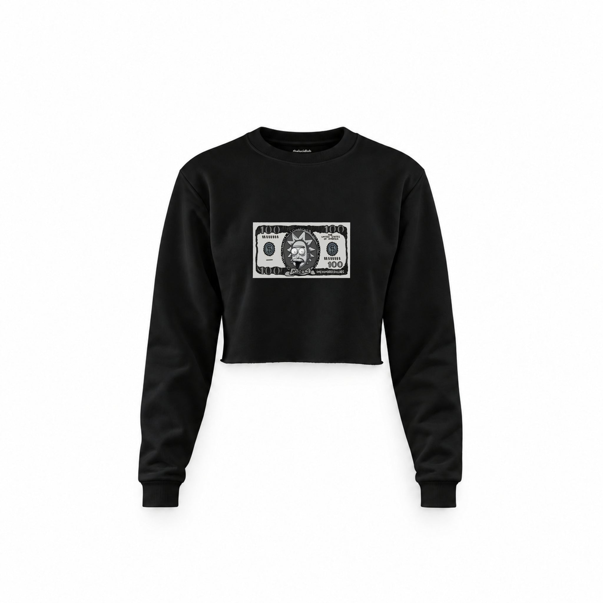 Morty Dollar Crop Sweatshirt — Siyah — Ön baskı