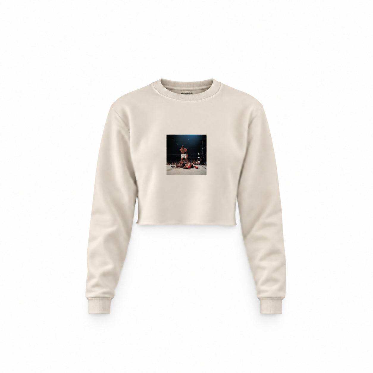 Muhammed Ali And Sonny Liston Usa 1965 Crop Sweatshirt — Krem — Ön baskı