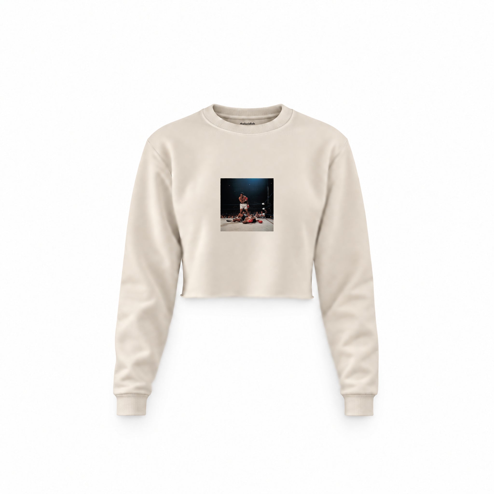 Muhammed Ali And Sonny Liston Usa 1965 Crop Sweatshirt — Krem — Ön baskı