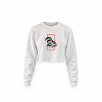 Perspektif Kanagawa Dalgası Crop Sweatshirt — Beyaz — Ön baskı