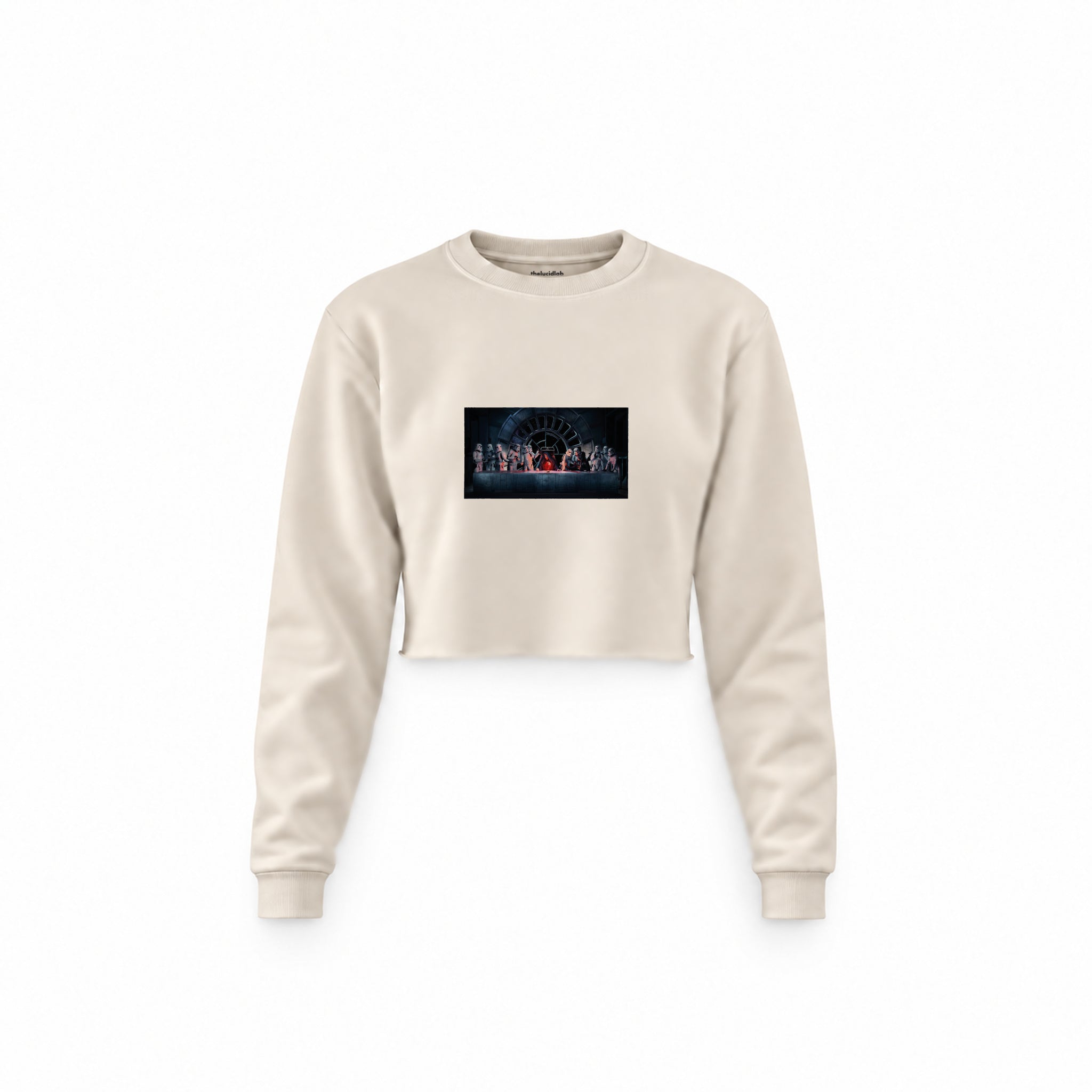 Star Wars Last Supper Crop Sweatshirt — Krem — Ön baskı