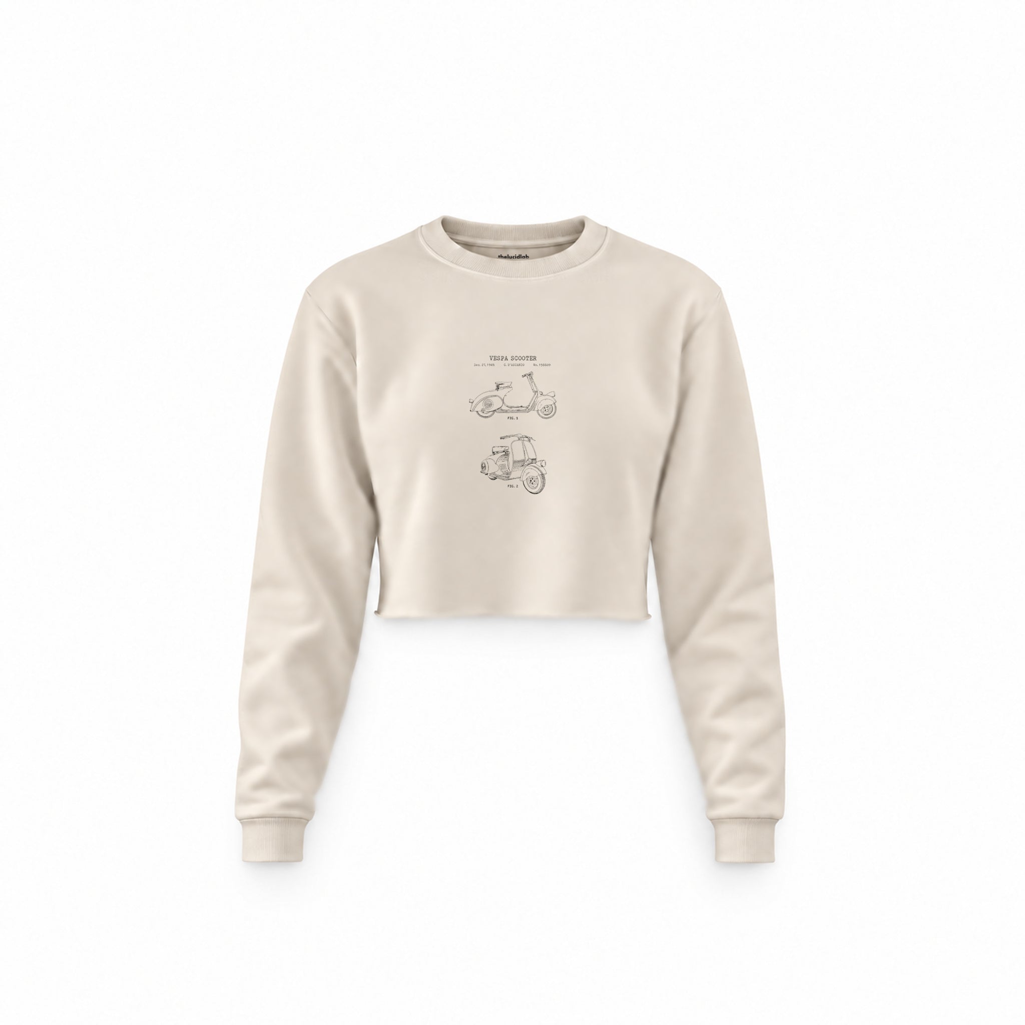 Vespa Crop Sweatshirt — Krem — Ön baskı
