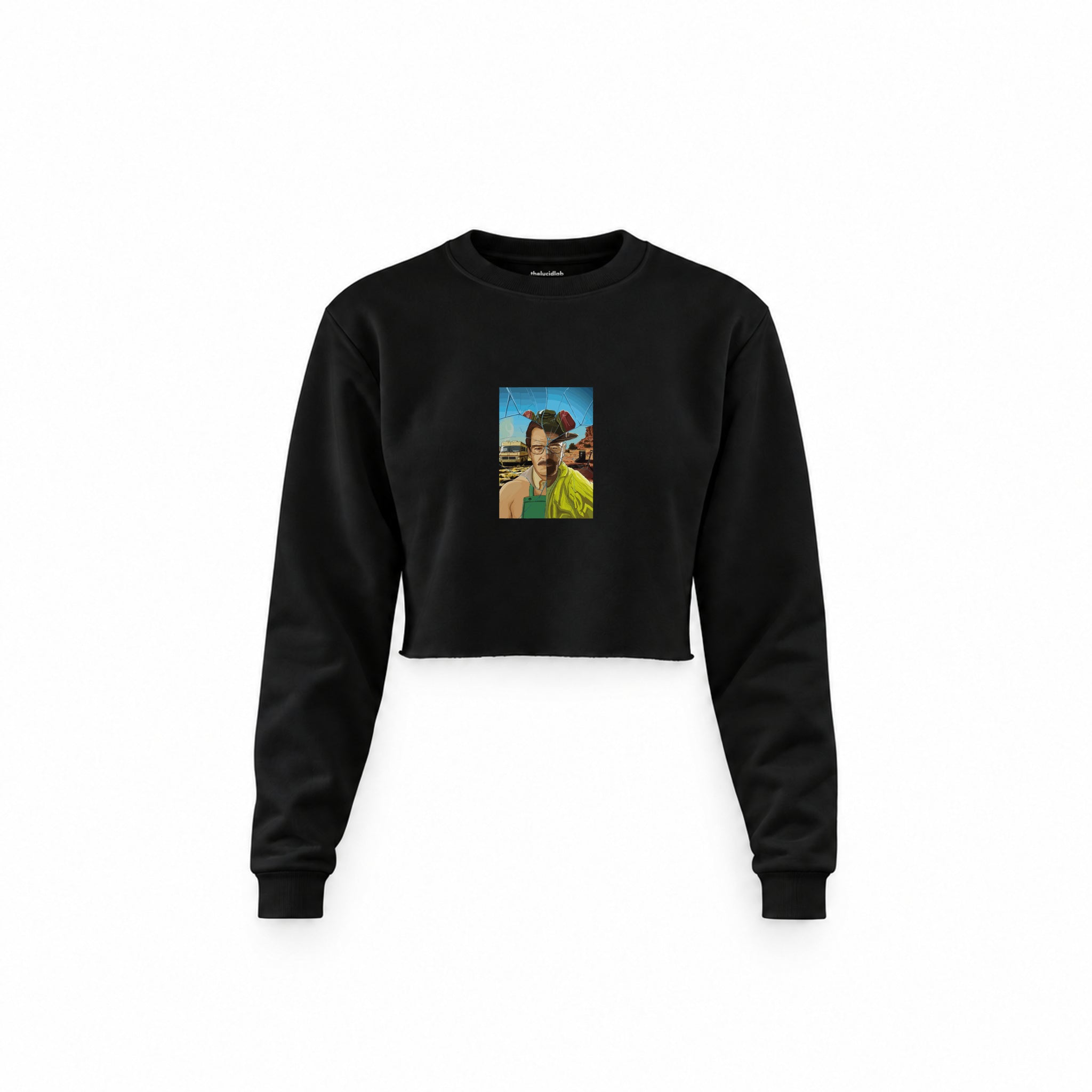 Walter White / Heisenberg Crop Sweatshirt — Siyah — Ön baskı