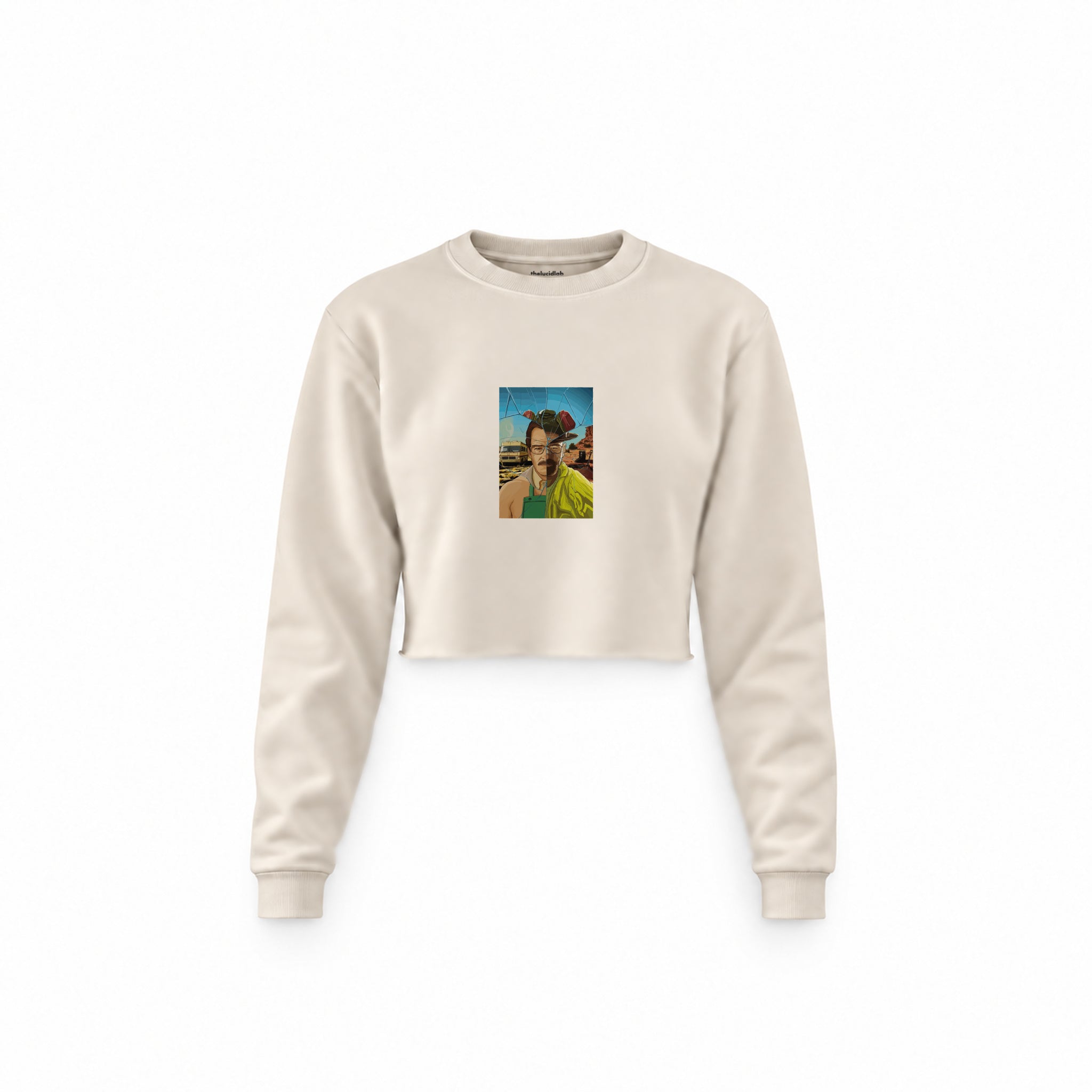 Walter White / Heisenberg Crop Sweatshirt — Krem — Ön baskı