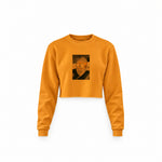 Albert Einstein / Homer Simpson Crop Sweatshirt — Turuncu — Ön baskı
