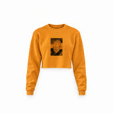 Albert Einstein / Homer Simpson Crop Sweatshirt — Turuncu — Ön baskı