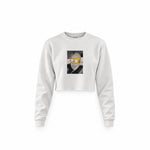 Albert Einstein / Homer Simpson Crop Sweatshirt — Beyaz — Ön baskı