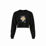 Albert Einstein / Homer Simpson Crop Sweatshirt — Siyah — Ön baskı