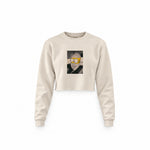 Albert Einstein / Homer Simpson Crop Sweatshirt — Krem — Ön baskı