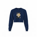 Albert Einstein / Homer Simpson Crop Sweatshirt — Lacivert — Ön baskı