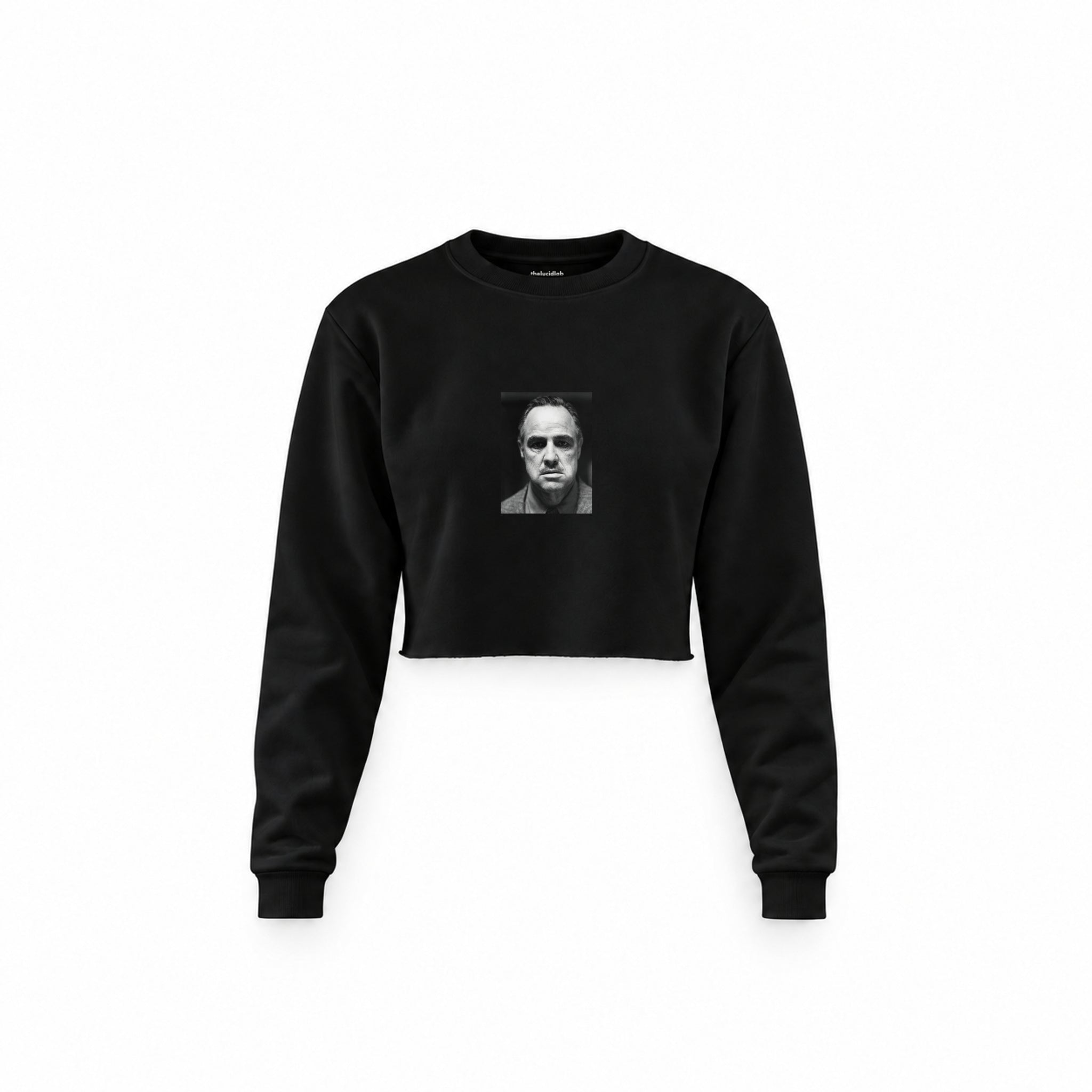 Marlon Brando / Godfather 1972 Crop Sweatshirt — Siyah — Ön baskı