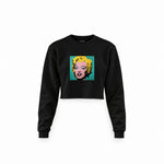 Andy Warhol / Marilyn Monroe Blue Crop Sweatshirt — Siyah — Ön baskı