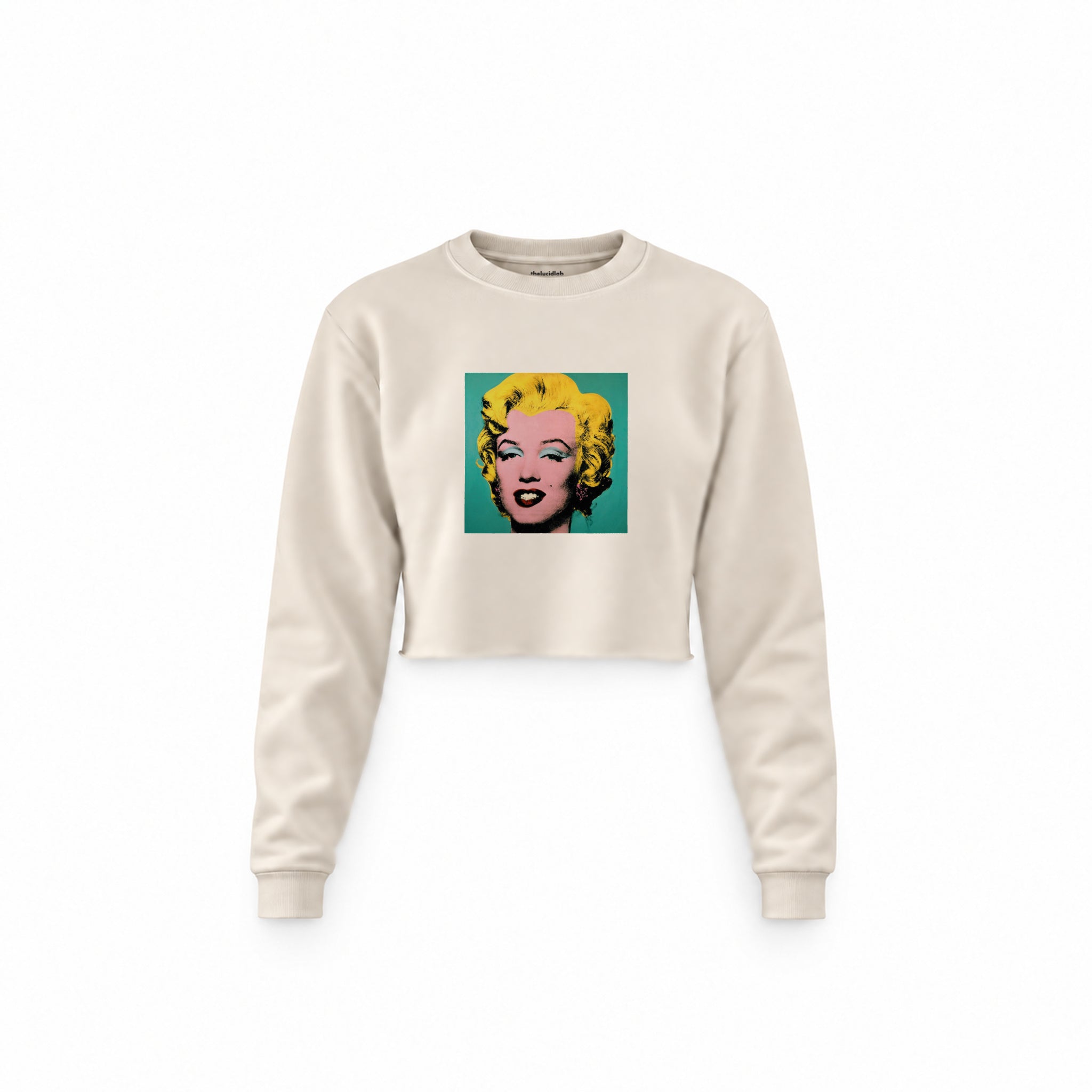 Andy Warhol / Marilyn Monroe Blue Crop Sweatshirt — Krem — Ön baskı