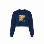 Andy Warhol / Marilyn Monroe Blue Crop Sweatshirt — Lacivert — Ön baskı