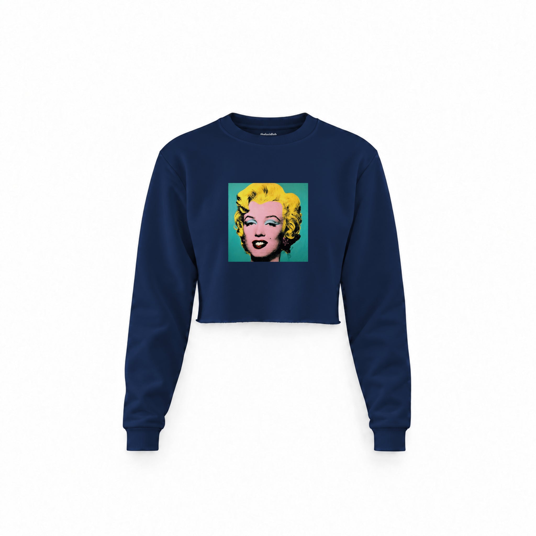 Andy Warhol / Marilyn Monroe Blue Crop Sweatshirt — Lacivert — Ön baskı