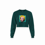 Andy Warhol / Marilyn Monroe Blue Crop Sweatshirt — Koyu Yeşil — Ön baskı