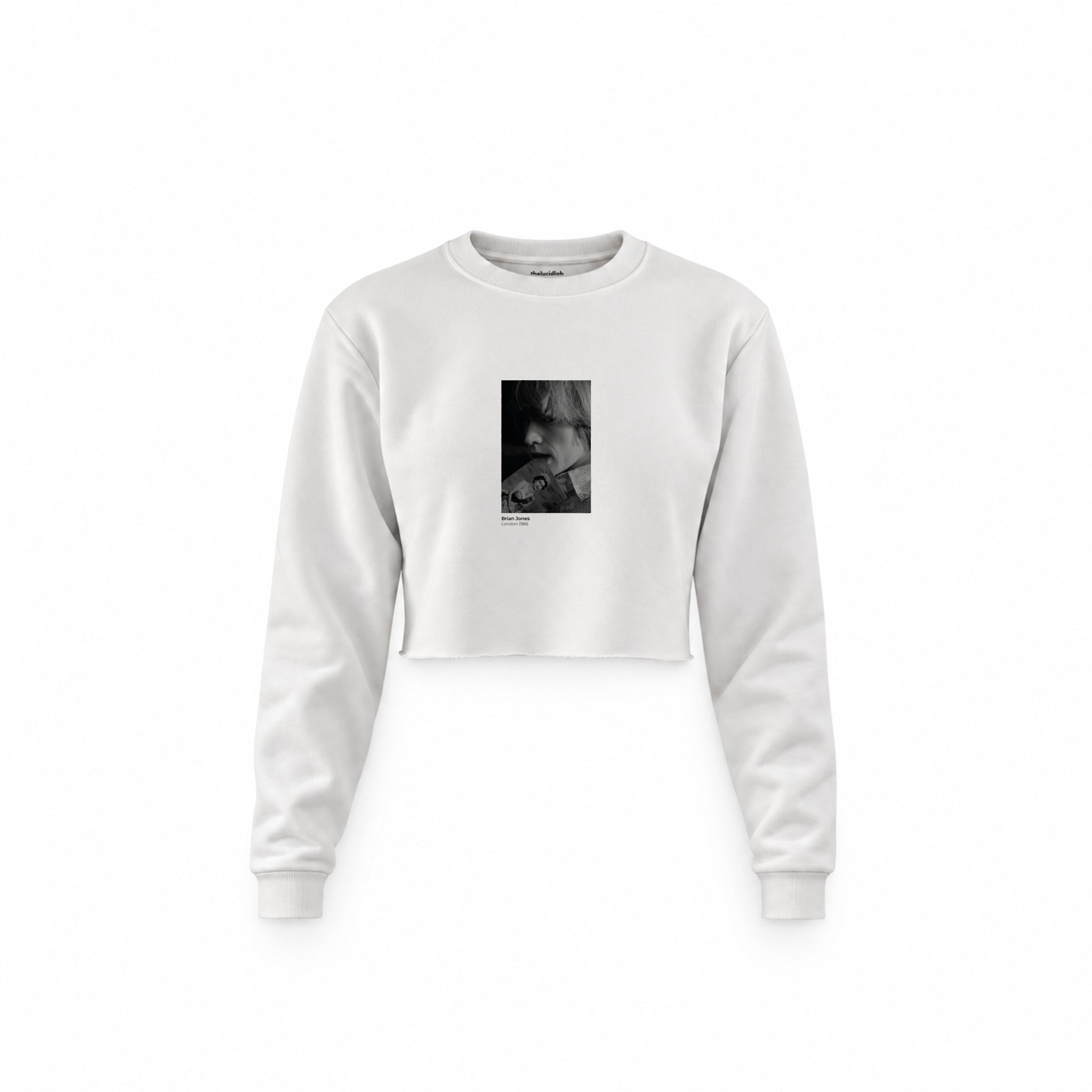 Brian Jones London 1966 Crop Sweatshirt — Beyaz — Ön baskı