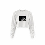 Jimi Hendrix Falkoner Centret Copenhagen 1969 Crop Sweatshirt — Beyaz — Ön baskı