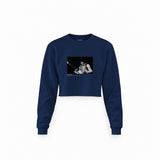 Jimi Hendrix Falkoner Centret Copenhagen 1969 Crop Sweatshirt — Lacivert — Ön baskı