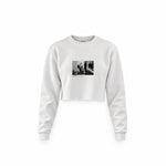 Jimmy Page Backstage Indianapolis 1975 Crop Sweatshirt — Beyaz — Ön baskı