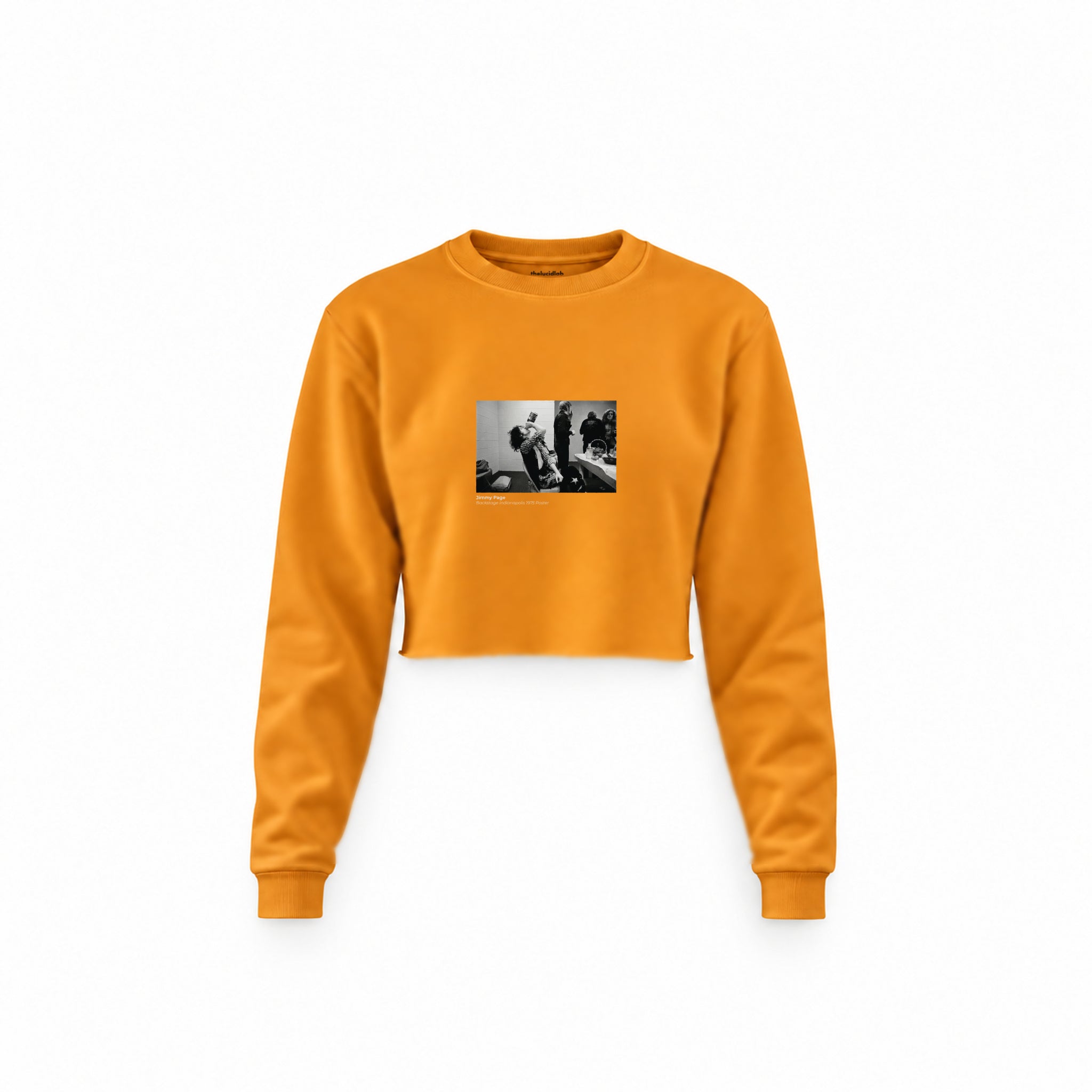 Jimmy Page Backstage Indianapolis 1975 Crop Sweatshirt — Turuncu — Ön baskı