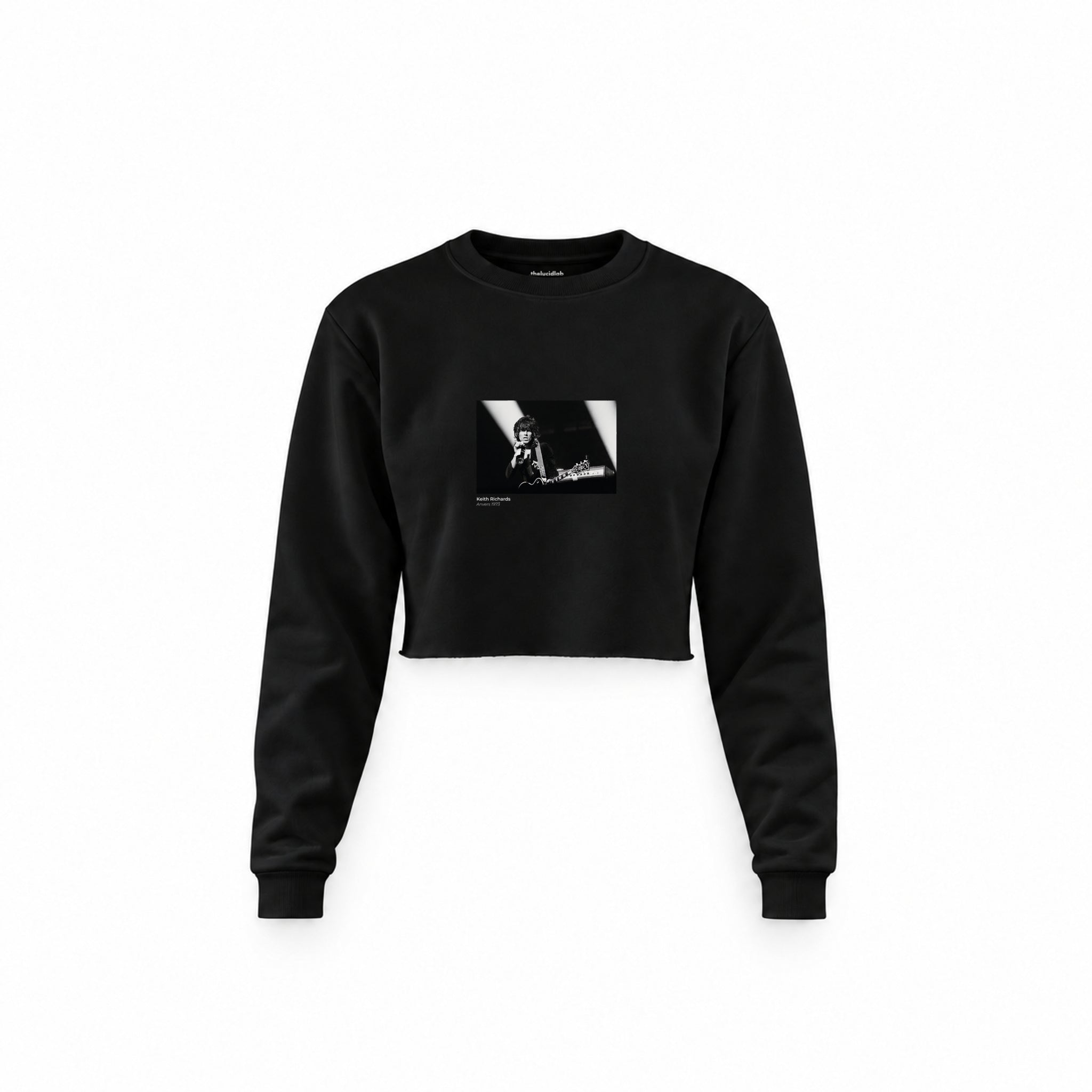 Keith Richards Anvers 1973 Crop Sweatshirt — Siyah — Ön baskı