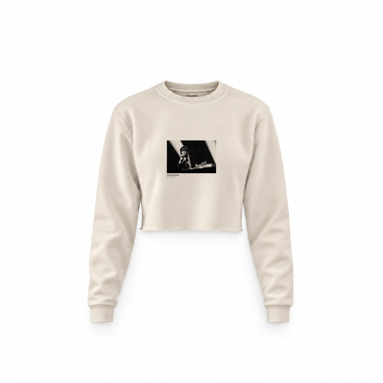 Keith Richards Anvers 1973 Crop Sweatshirt — Krem — Ön baskı