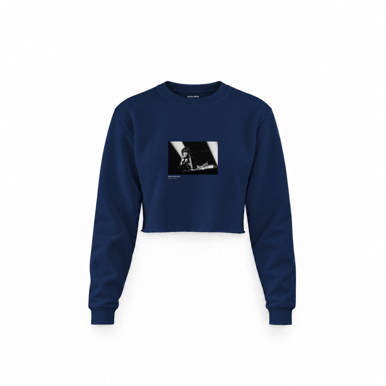 Keith Richards Anvers 1973 Crop Sweatshirt — Lacivert — Ön baskı