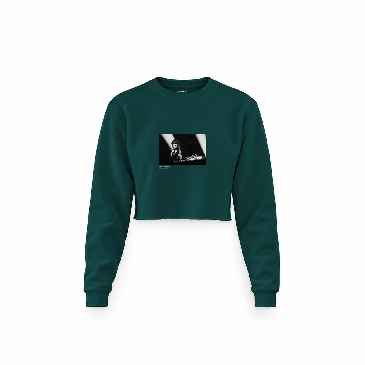 Keith Richards Anvers 1973 Crop Sweatshirt — Koyu Yeşil — Ön baskı