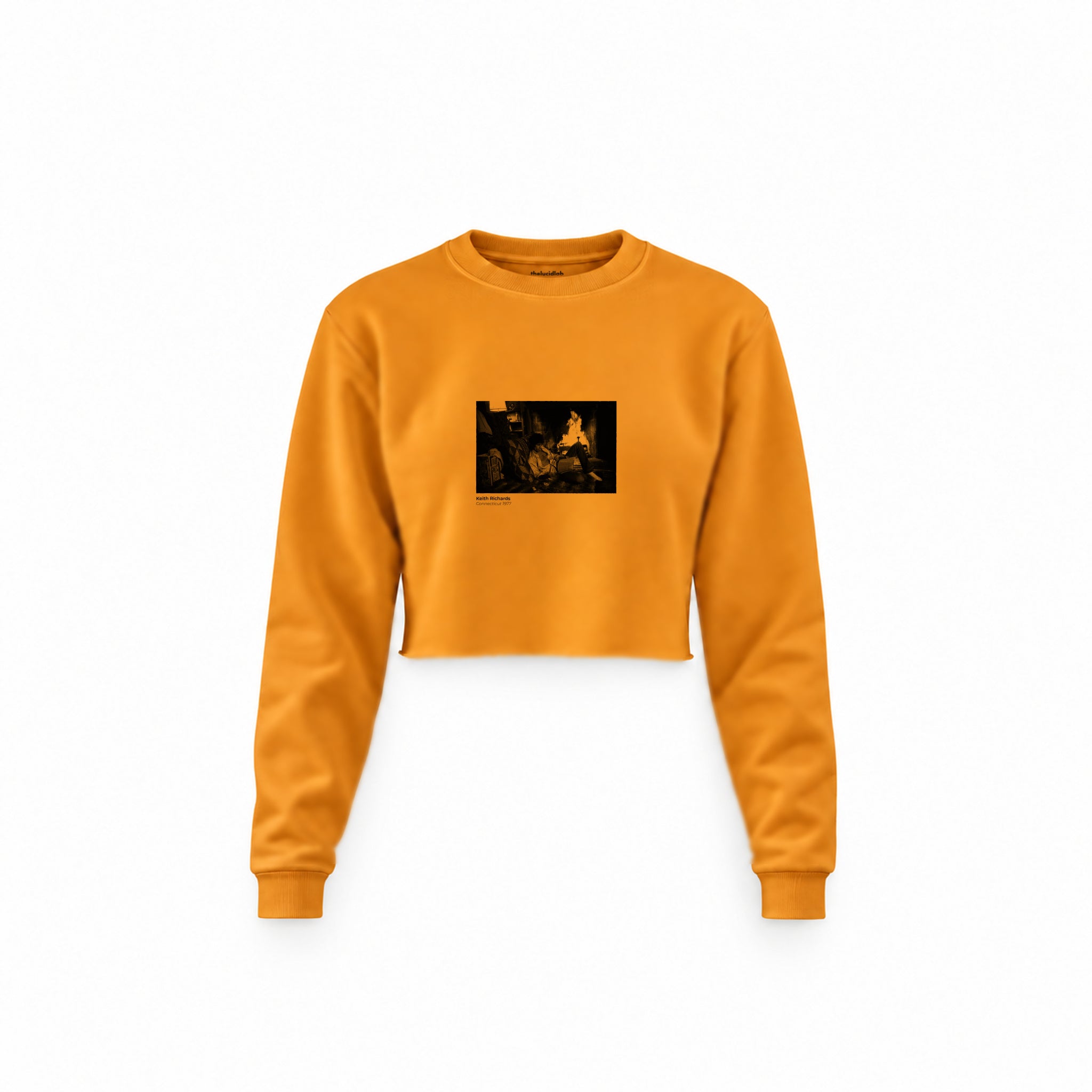 Keith Richards Connecticut 1977 Crop Sweatshirt — Turuncu — Ön baskı