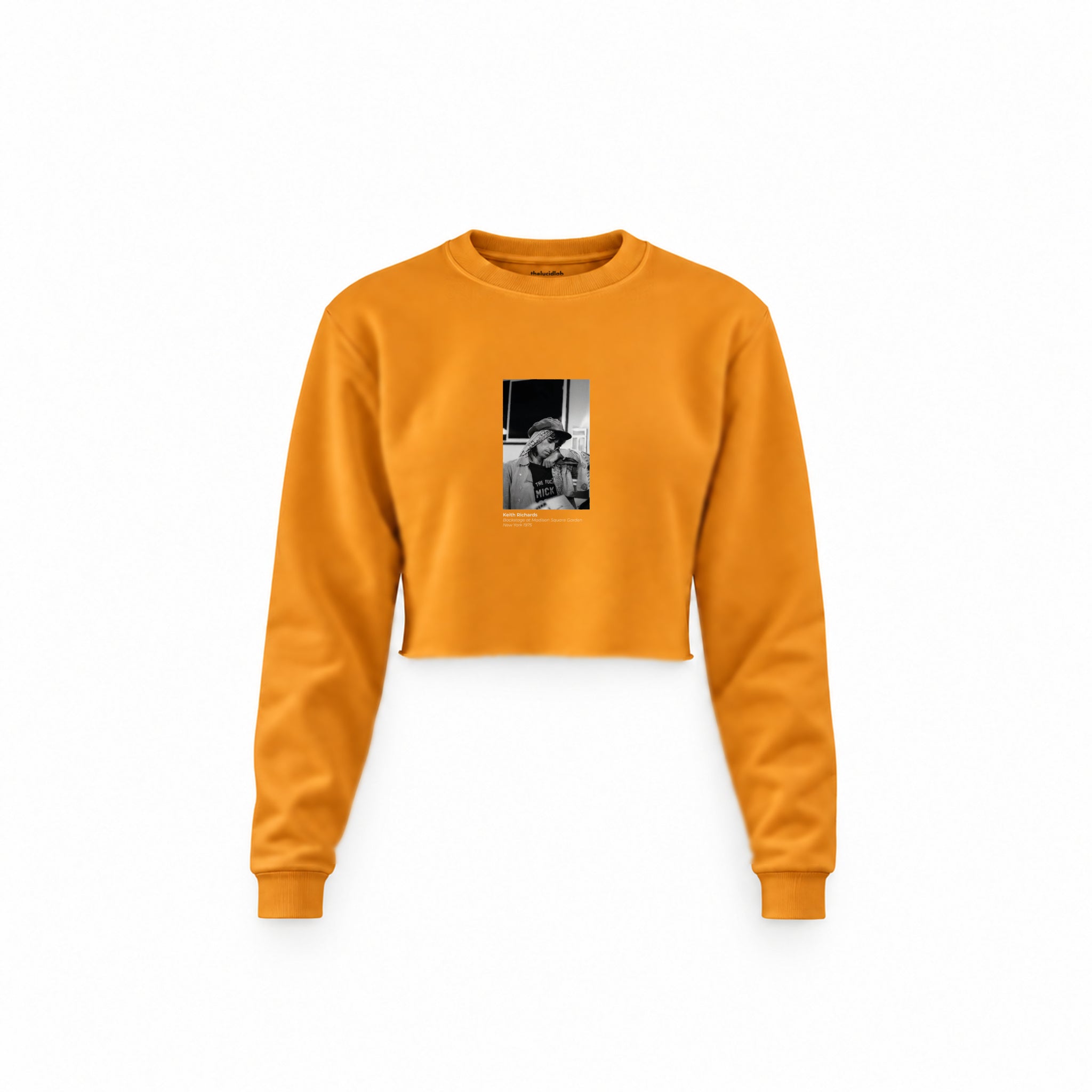 Keith Richards backstage at Madison Square Garden New York 1975 Crop Sweatshirt — Turuncu — Ön baskı