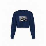 Kurt Cobain 1990 Crop Sweatshirt — Lacivert — Ön baskı