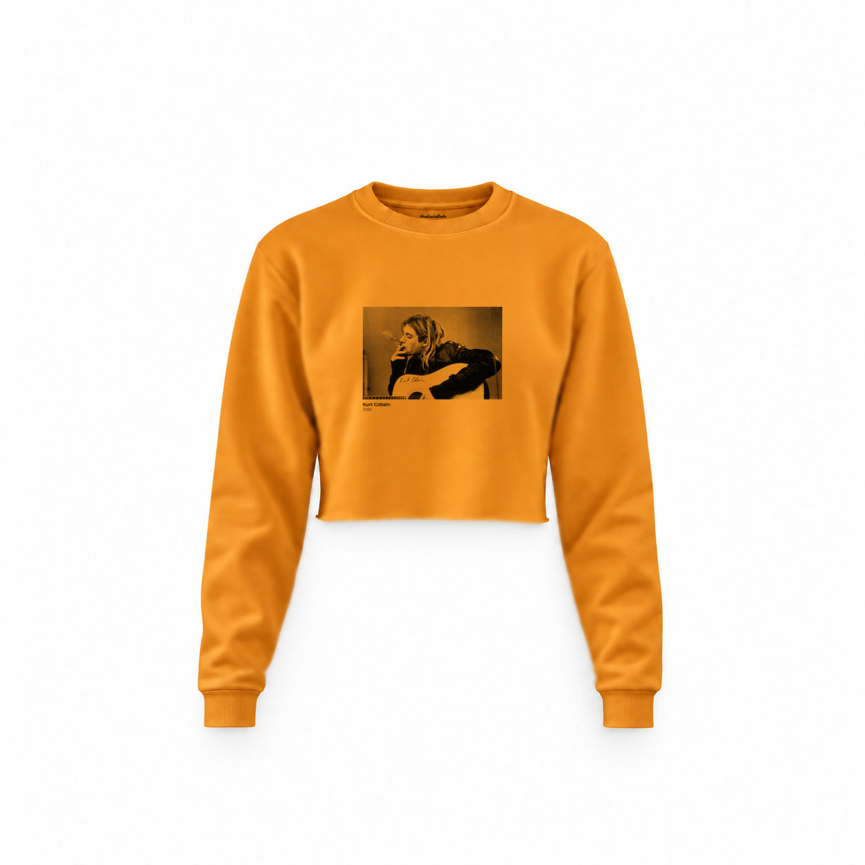 Kurt Cobain 1990 Crop Sweatshirt — Turuncu — Ön baskı