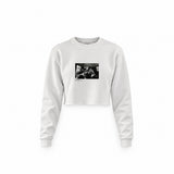 Led Zeppelin Limo Los Angeles 1971 Crop Sweatshirt — Beyaz — Ön baskı