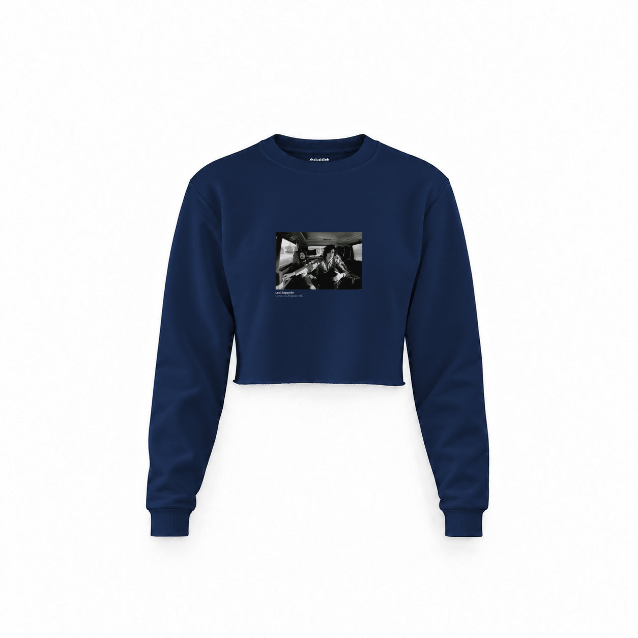 Led Zeppelin Limo Los Angeles 1971 Crop Sweatshirt — Lacivert — Ön baskı