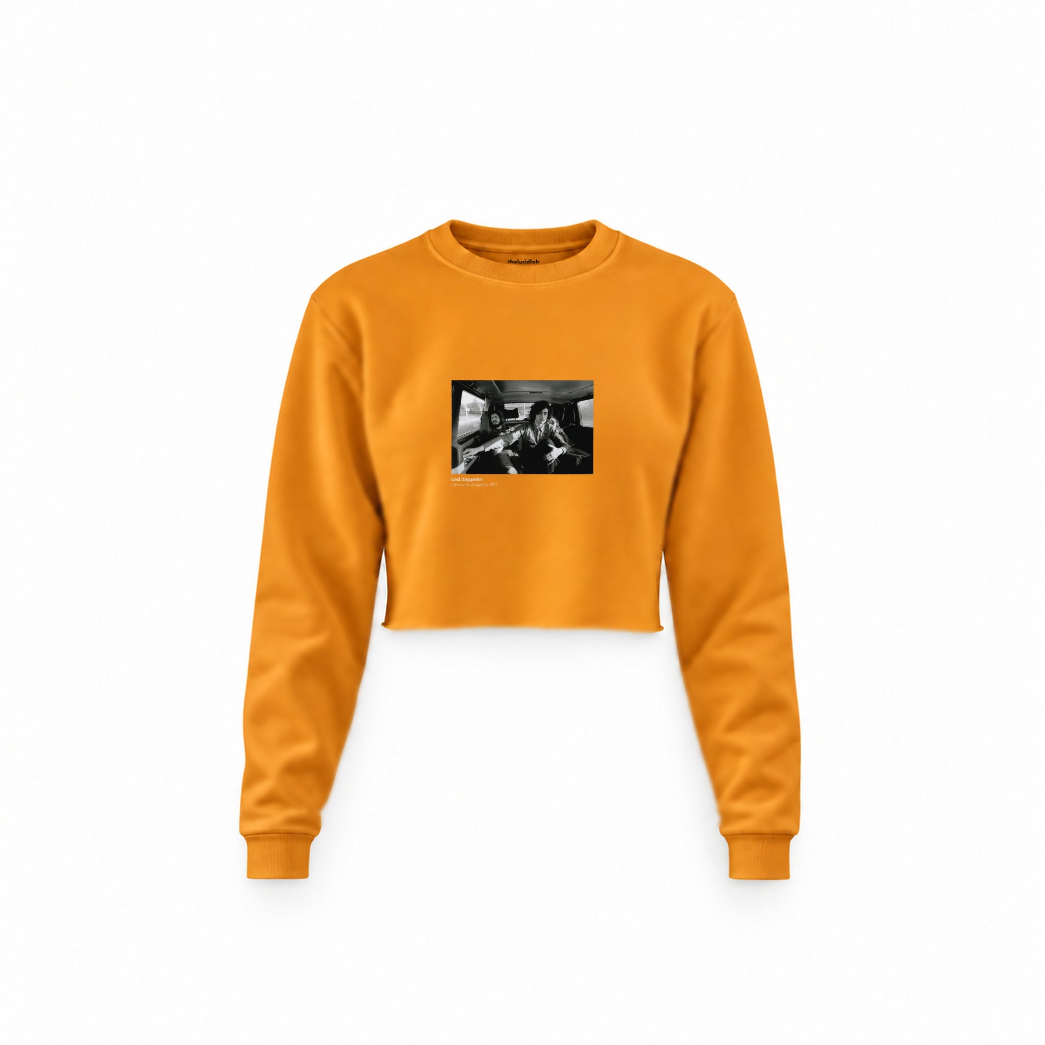 Led Zeppelin Limo Los Angeles 1971 Crop Sweatshirt — Turuncu — Ön baskı