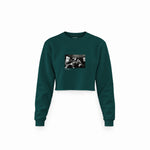 Led Zeppelin Limo Los Angeles 1971 Crop Sweatshirt — Koyu Yeşil — Ön baskı