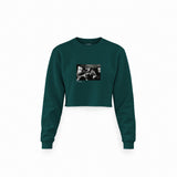 Led Zeppelin Limo Los Angeles 1971 Crop Sweatshirt — Koyu Yeşil — Ön baskı