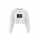 Led Zeppelin Pontiac Silverdome 1977 Crop Sweatshirt — Beyaz — Ön baskı